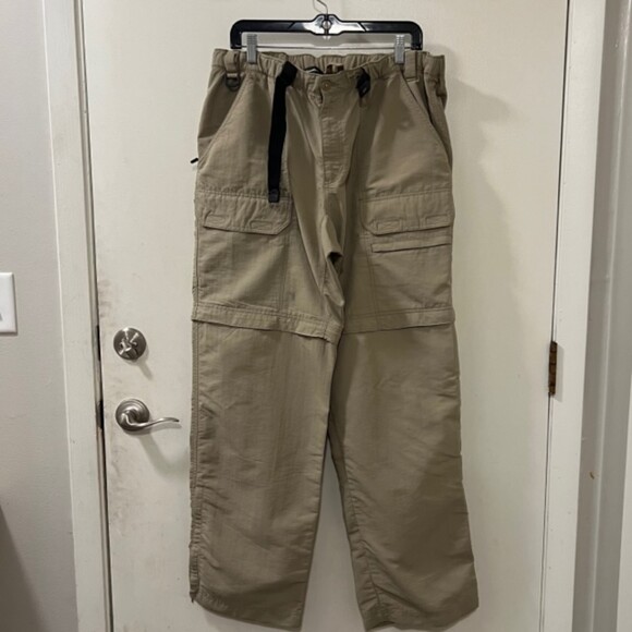 Eddie Bauer Mens Khaki Nylon Belted Convertible Sport Hiking Outdoor Pants Sz 34 - Picture 5 of 12